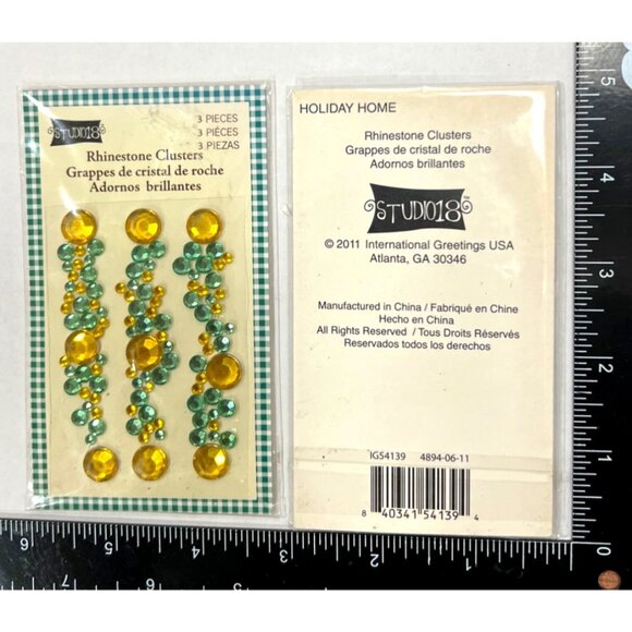 Yellow & Green Studio 18 Rhinestone Clusters Crystal Jewel 3 pack - Picture 1 of 3